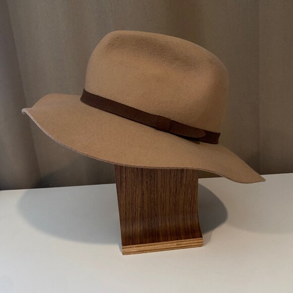 Brown Wool Wide Brim Hat‎ Women’s Size ML with Ribbon Band - Picture 4 of 8